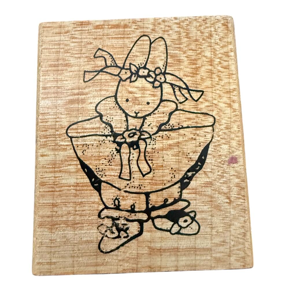 Daisy Kingdom Vintage 1991 Bunny Rabbit In A Dress Rubber Stamp